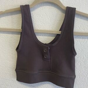 New bombshell sportswear gray snap button sports bra NWOT
